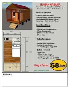 jual rumah panel nasama knock down tahan gempa, tahan api